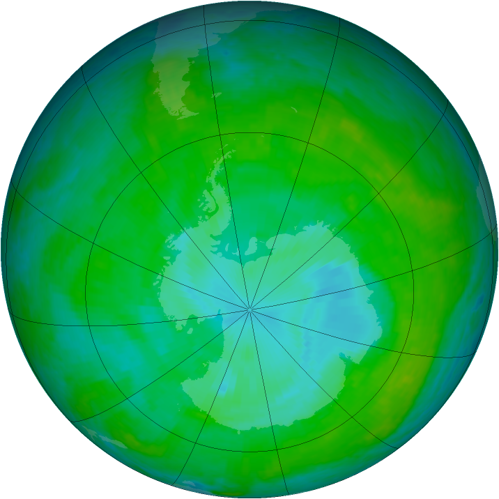 Antarctic ozone map for 21 December 2003
